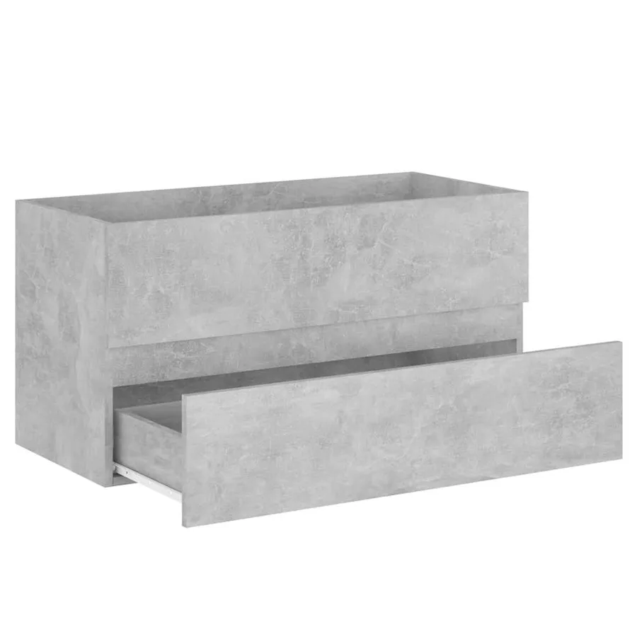 Armoire d'évier et lavabo intégré gris béton bois d'ingénierie - 7