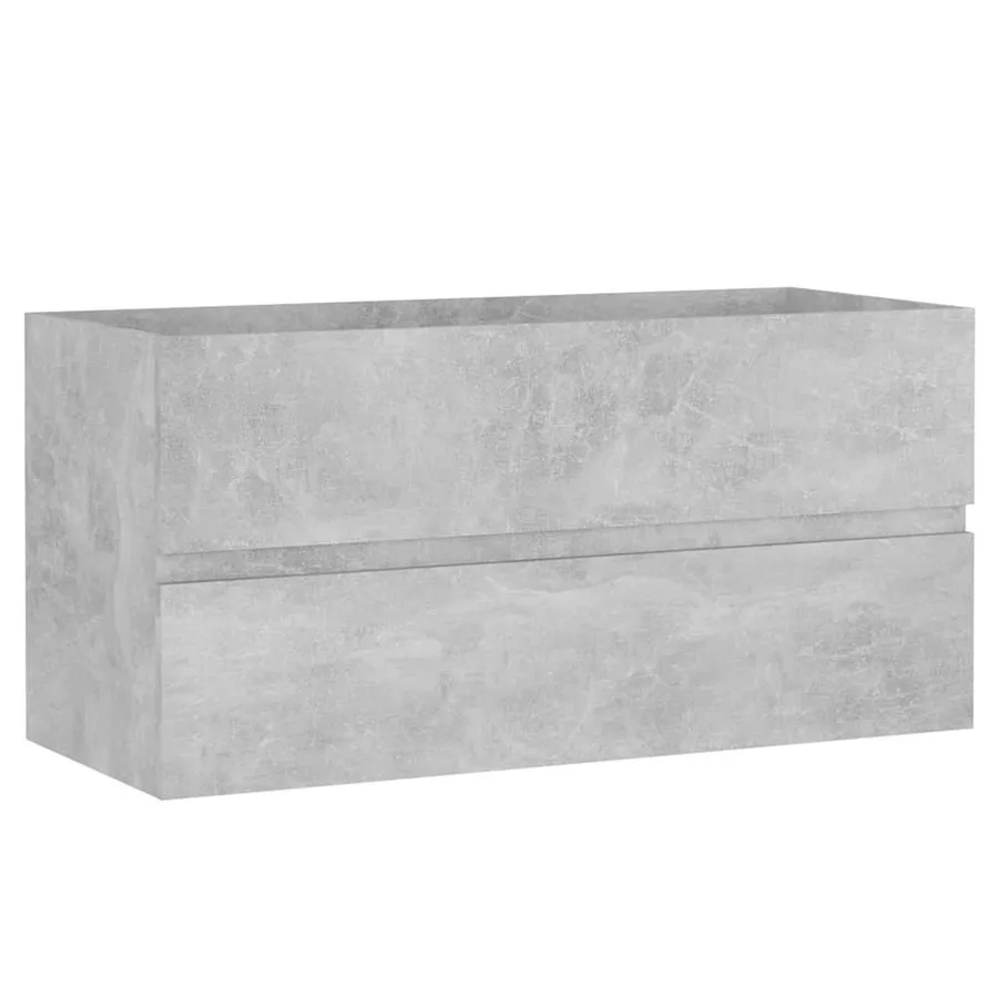 Armoire d'évier et lavabo intégré gris béton bois d'ingénierie - 8