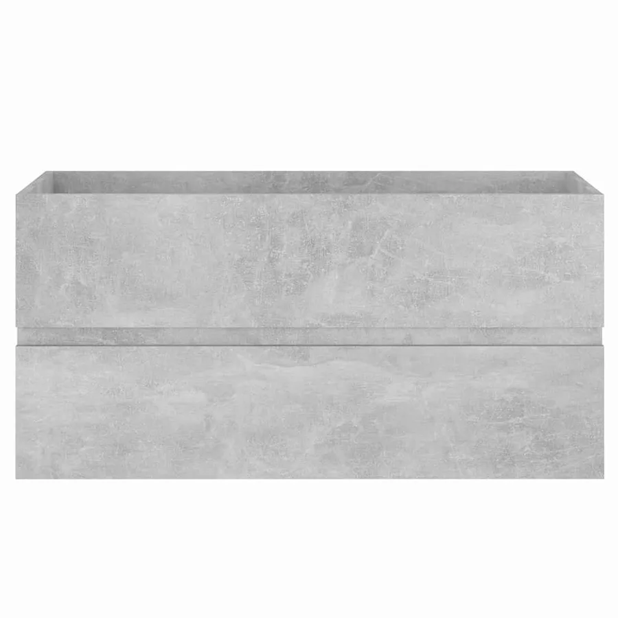 Armoire d'évier et lavabo intégré gris béton bois d'ingénierie - 9