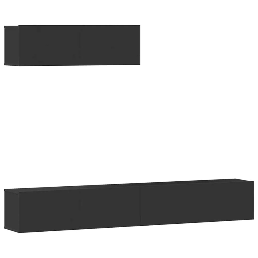 Ensemble de meubles TV 3 pcs Noir Bois d'ingénierie - 2