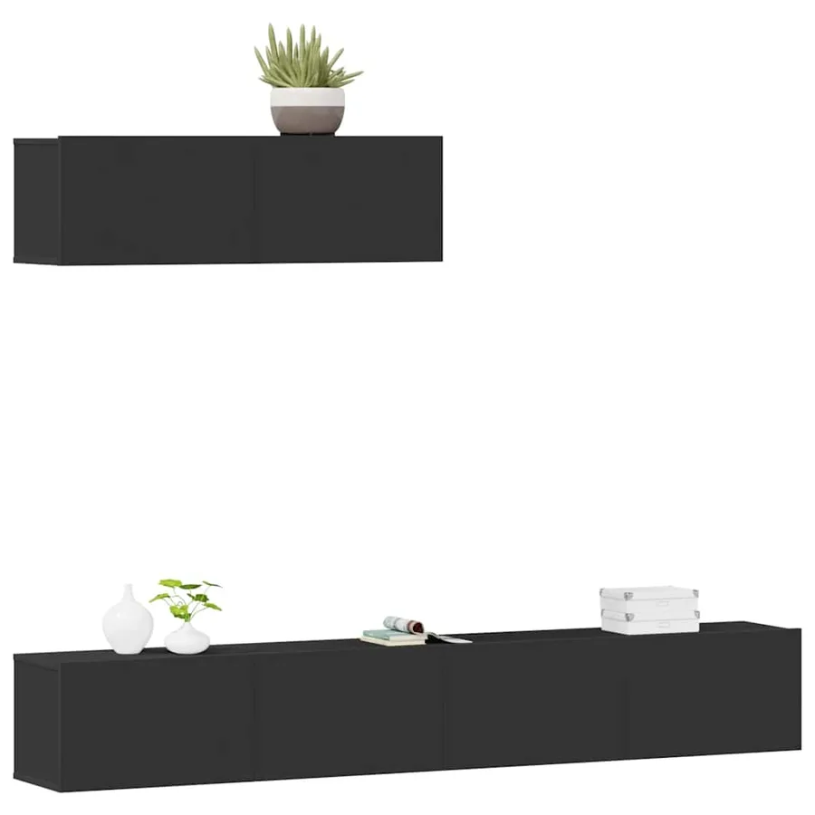 Ensemble de meubles TV 3 pcs Noir Bois d'ingénierie - 3