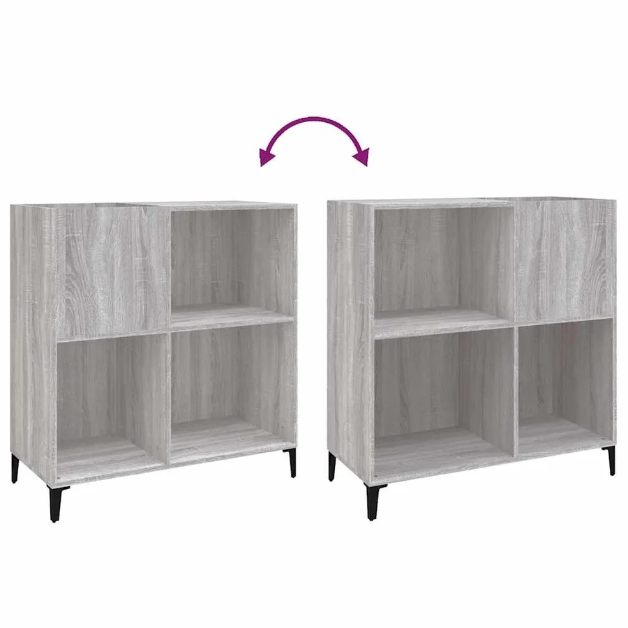 Armoire à disques sonoma gris 84,5x38x89 cm bois d'ingénierie - 7