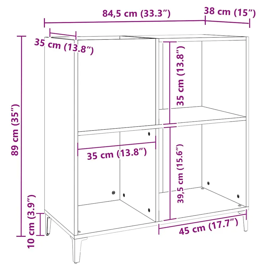 Armoire à disques sonoma gris 84,5x38x89 cm bois d'ingénierie - 9