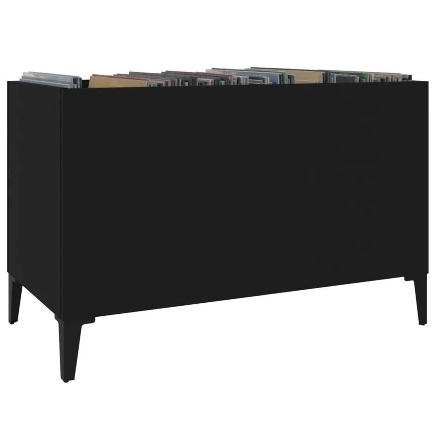 Armoire à disques noir 74,5x38x48 cm bois d'ingénierie - 4