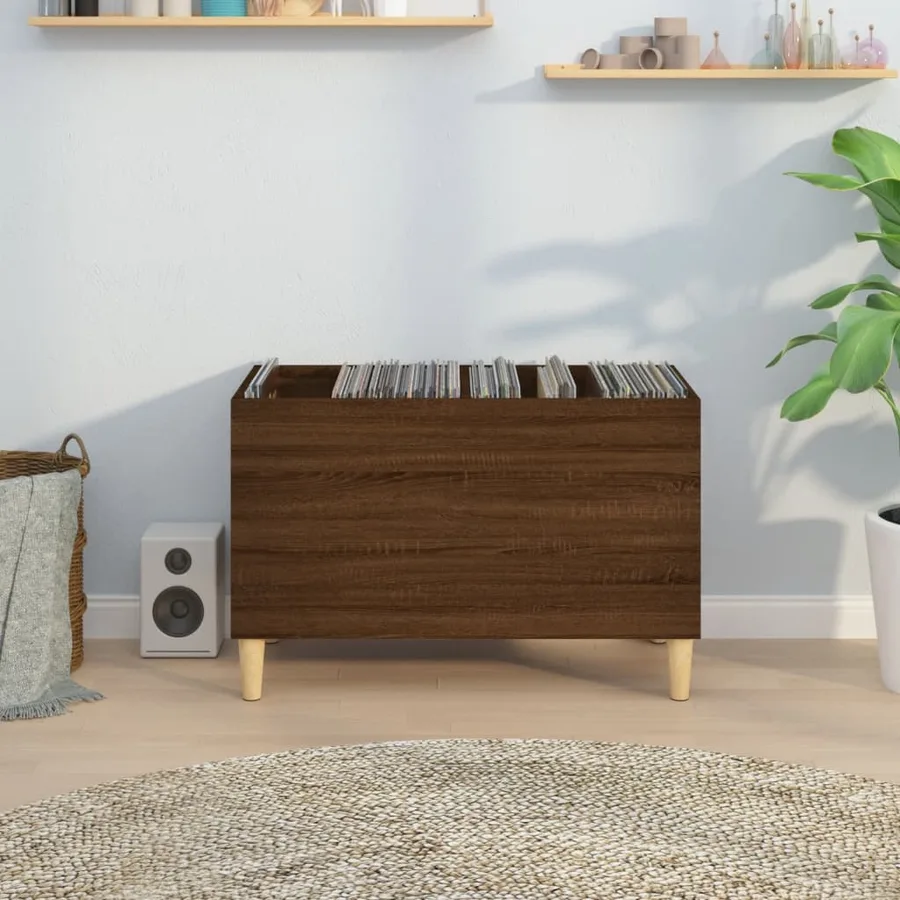 Armoire à disques chêne marron 74,5x38x48 cm bois d'ingénierie - 3