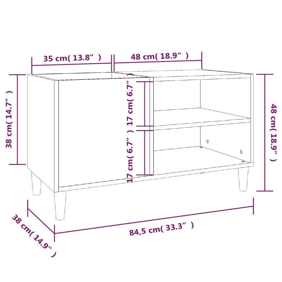 Armoire à disques gris béton 84,5x38x48 cm bois d'ingénierie - 8