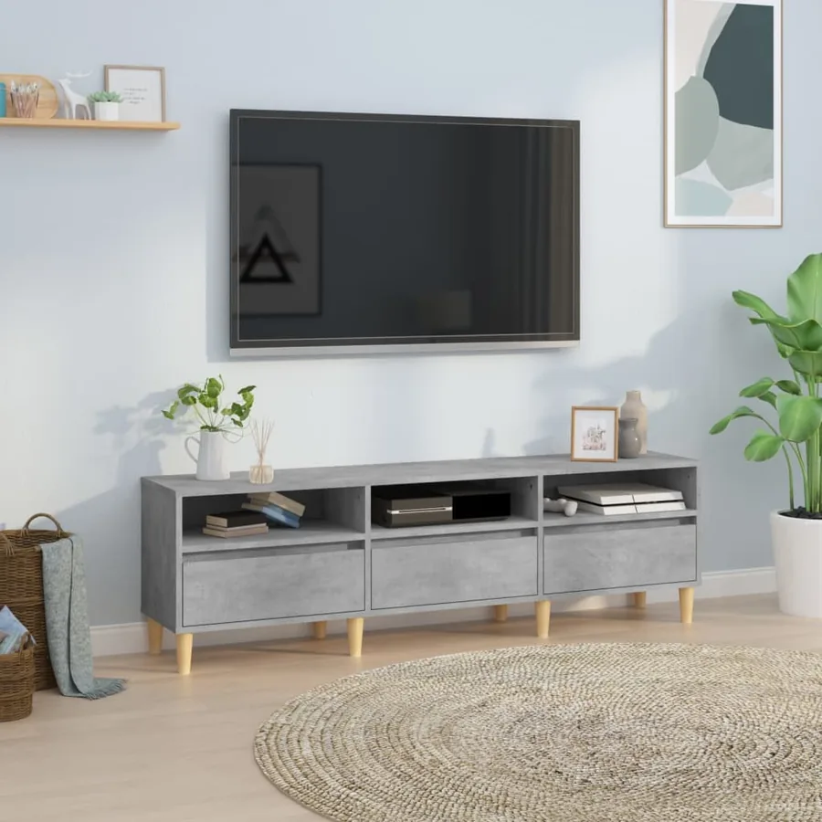 Meuble TV gris béton 150x30x44,5 cm bois d'ingénierie