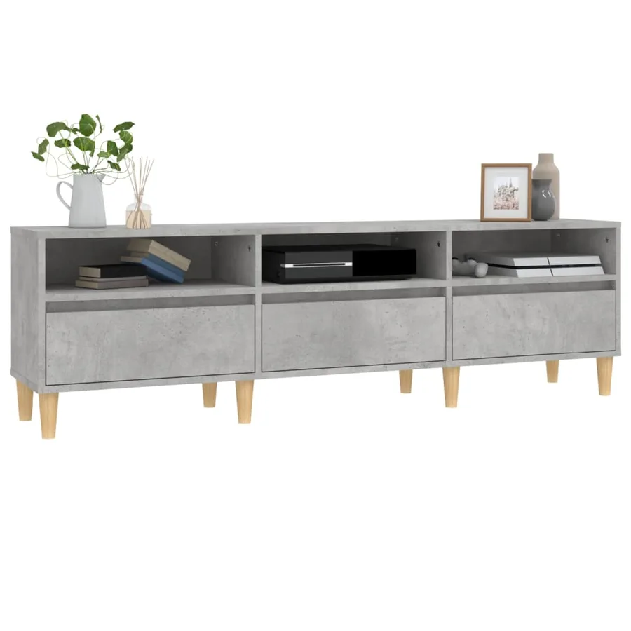 Meuble TV gris béton 150x30x44,5 cm bois d'ingénierie - 4
