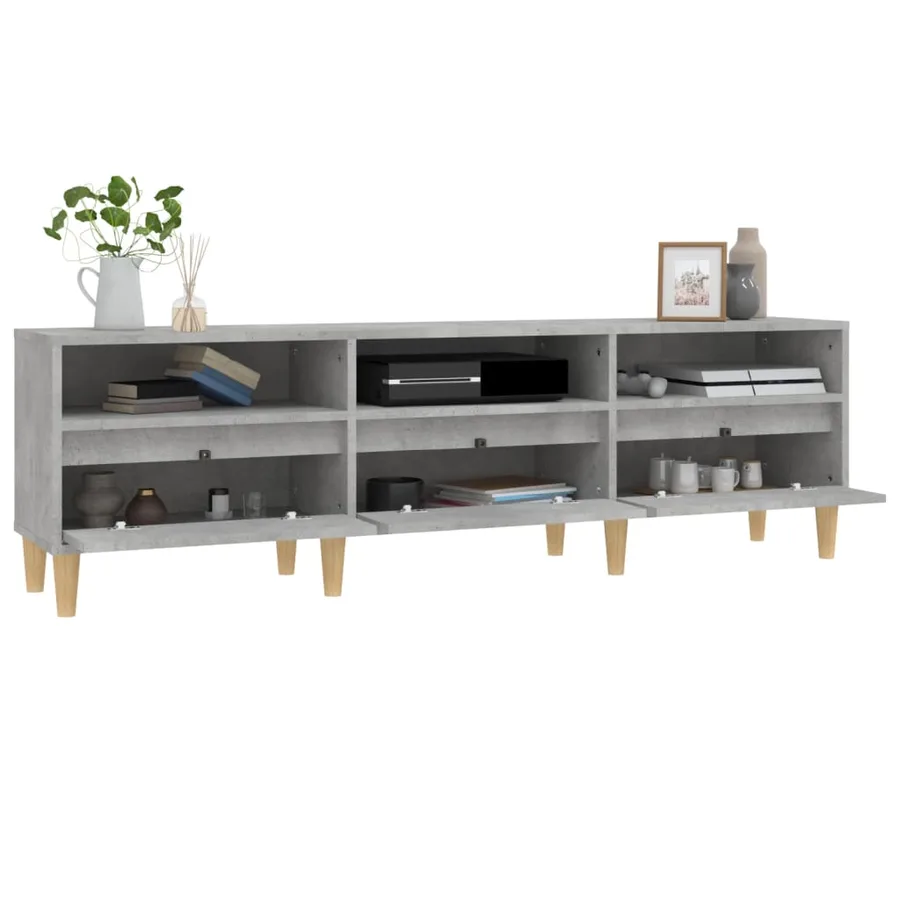 Meuble TV gris béton 150x30x44,5 cm bois d'ingénierie - 5