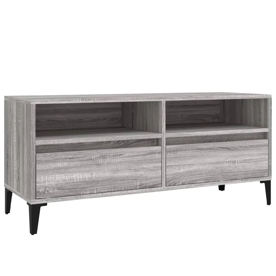 Meuble TV sonoma gris 100x34,5x44,5 cm bois d'ingénierie - 2