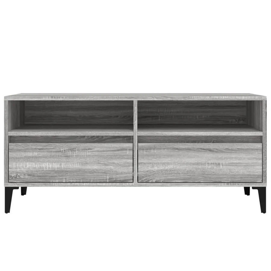 Meuble TV sonoma gris 100x34,5x44,5 cm bois d'ingénierie - 6