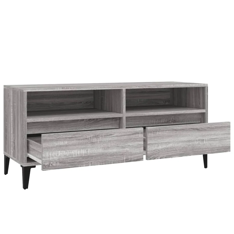 Meuble TV sonoma gris 100x34,5x44,5 cm bois d'ingénierie - 8