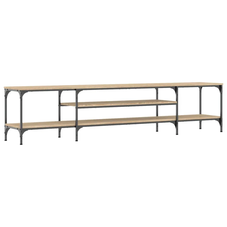 Meuble TV chêne sonoma 201x35x45 cm bois d'ingénierie et fer - 2