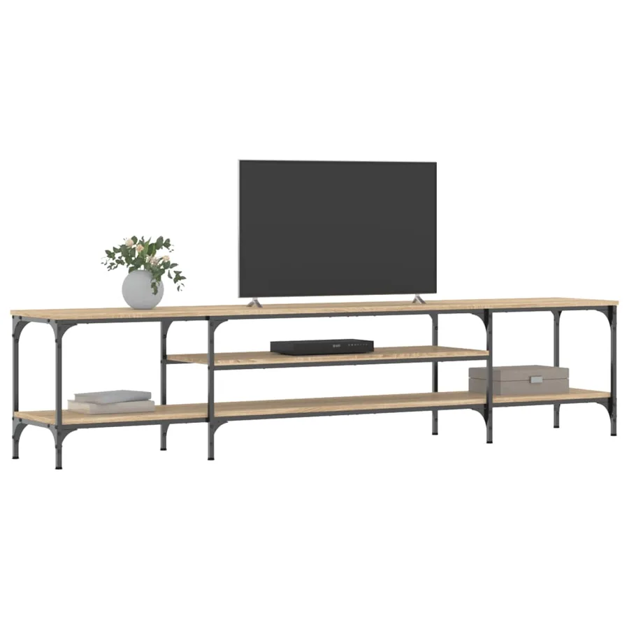 Meuble TV chêne sonoma 201x35x45 cm bois d'ingénierie et fer - 3