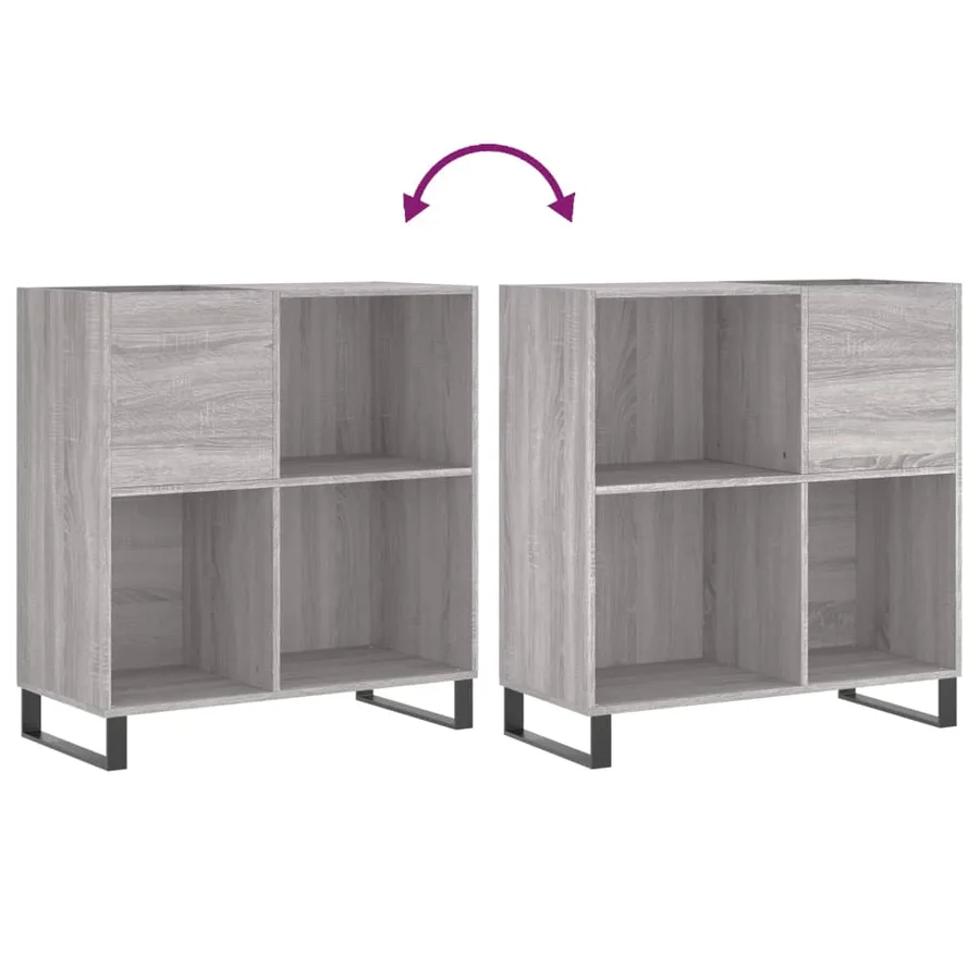 Armoire à disques sonoma gris 84,5x38x89 cm bois d'ingénierie - 7