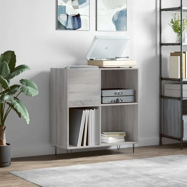 Armoire à disques sonoma gris 84,5x38x89 cm bois d'ingénierie