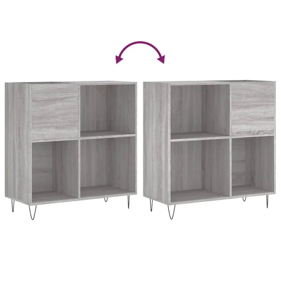 Armoire à disques sonoma gris 84,5x38x89 cm bois d'ingénierie - 7
