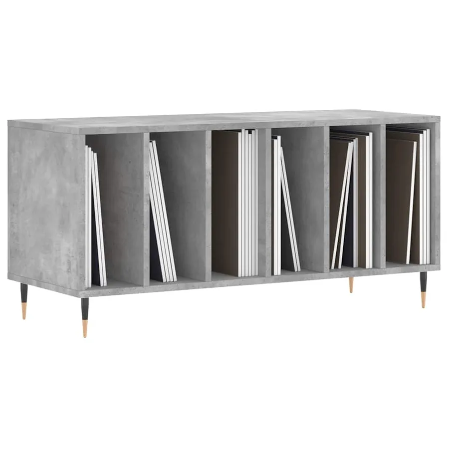 Armoire à disques gris béton 100x38x48 cm bois d'ingénierie - 3