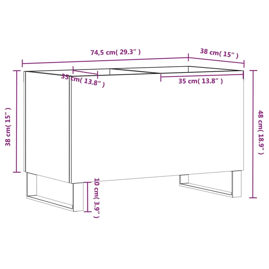 Armoire à disques sonoma gris 74,5x38x48 cm bois d'ingénierie - 9
