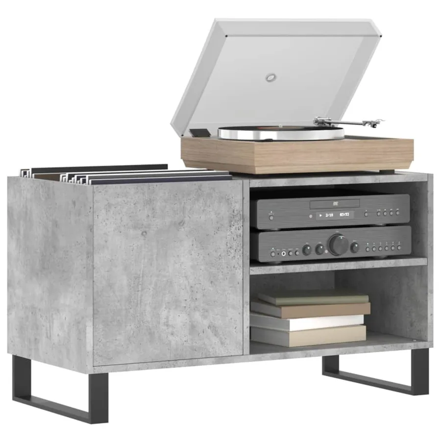 Armoire à disques gris béton 85x38x48 cm bois d'ingénierie - 3