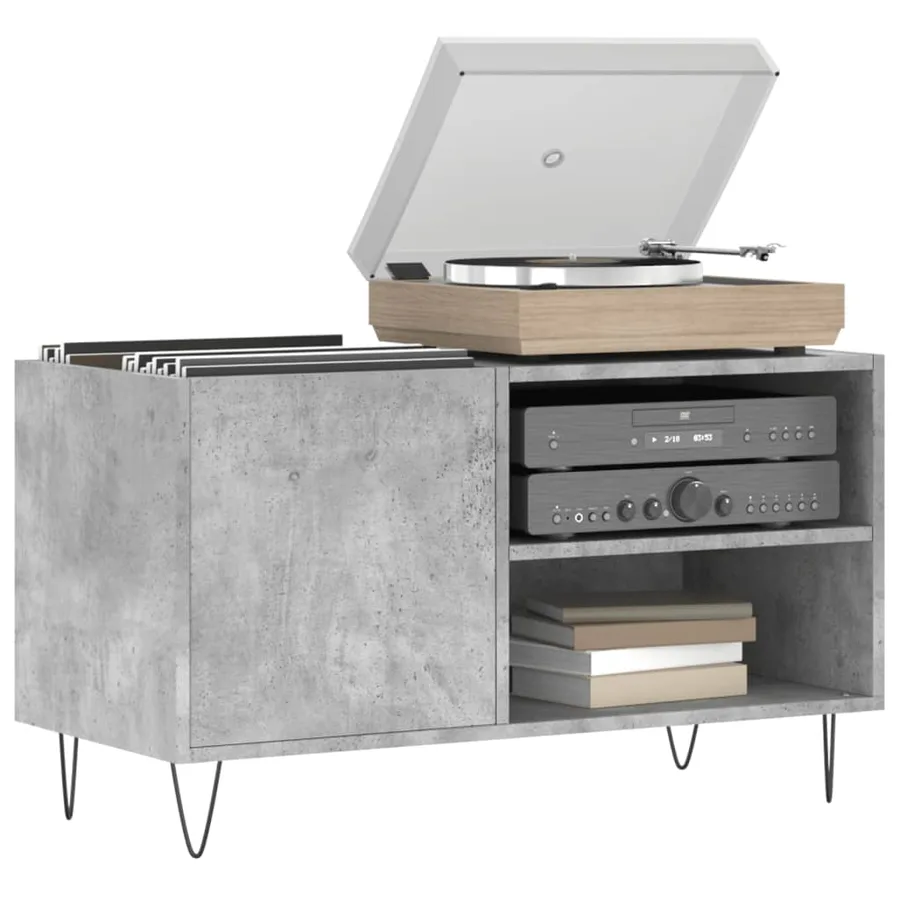Armoire à disques gris béton 85x38x48 cm bois d'ingénierie - 3