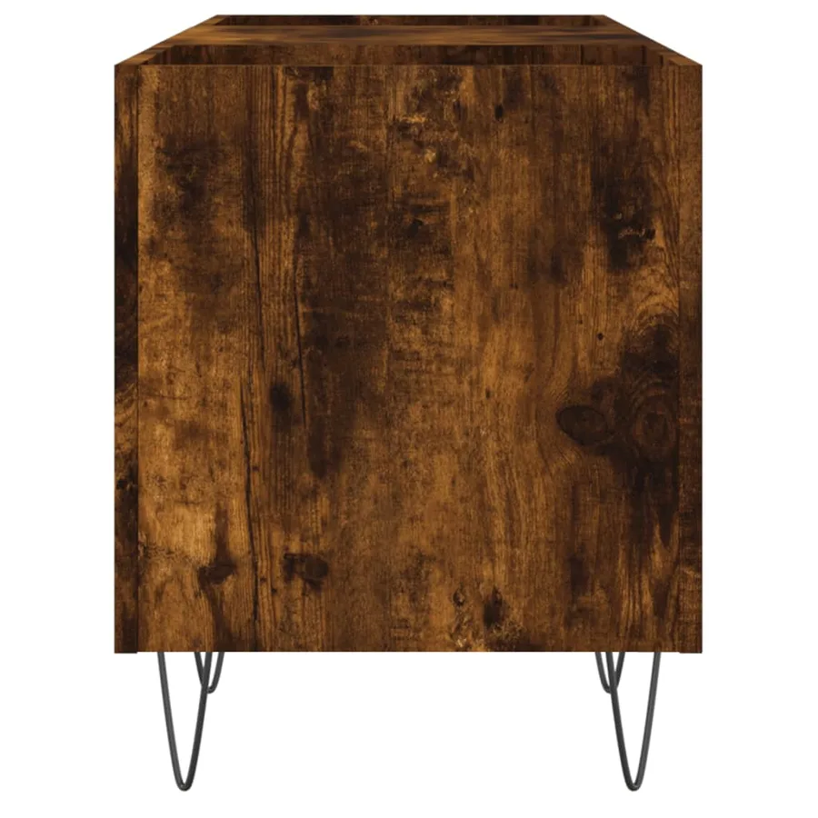 Armoire à disques chêne fumé 121x38x48 cm bois d'ingénierie - 5