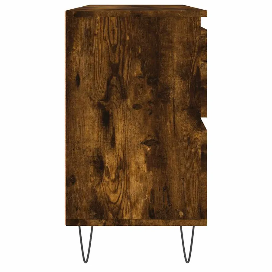 Armoire salle de bain chêne fumé 80x33x60cm bois d'ingénierie - 6