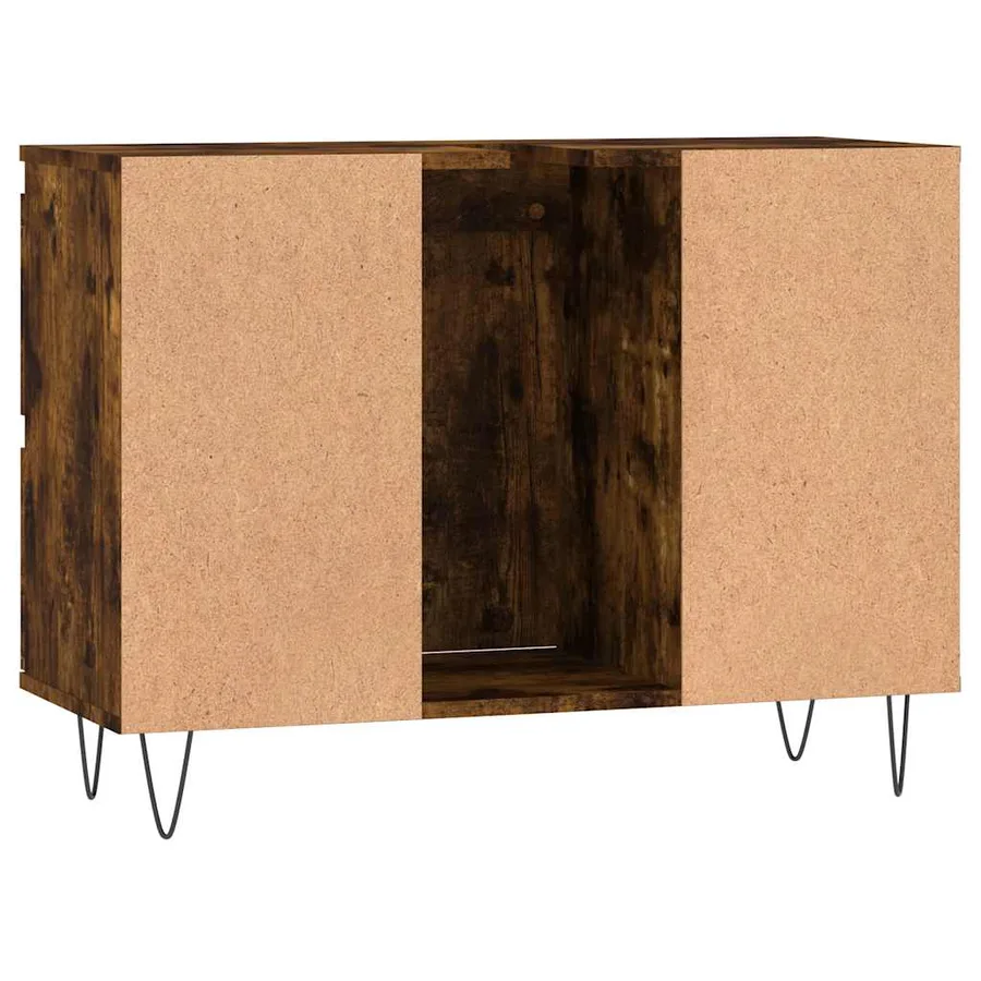 Armoire salle de bain chêne fumé 80x33x60cm bois d'ingénierie - 7