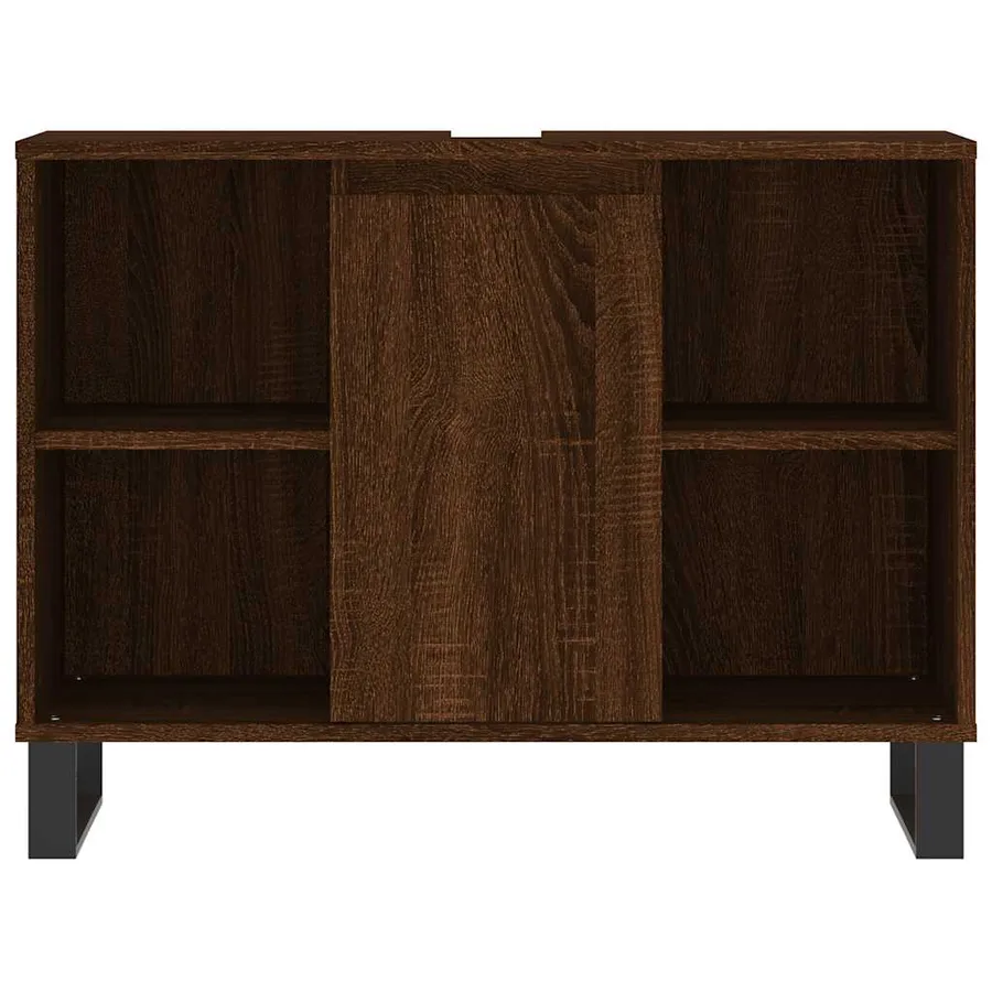 Armoire salle de bain chêne marron 80x33x60cm bois d'ingénierie - 6