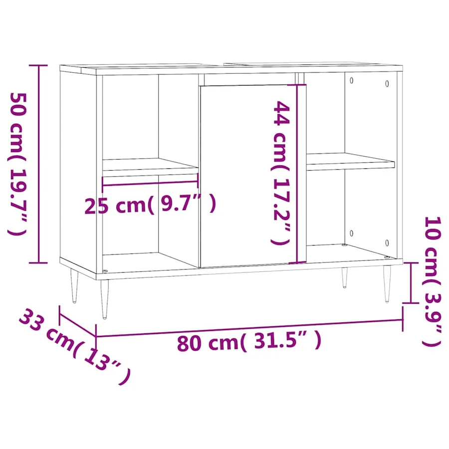 Armoire de salle de bain blanc 80x33x60 cm bois d'ingénierie - 13