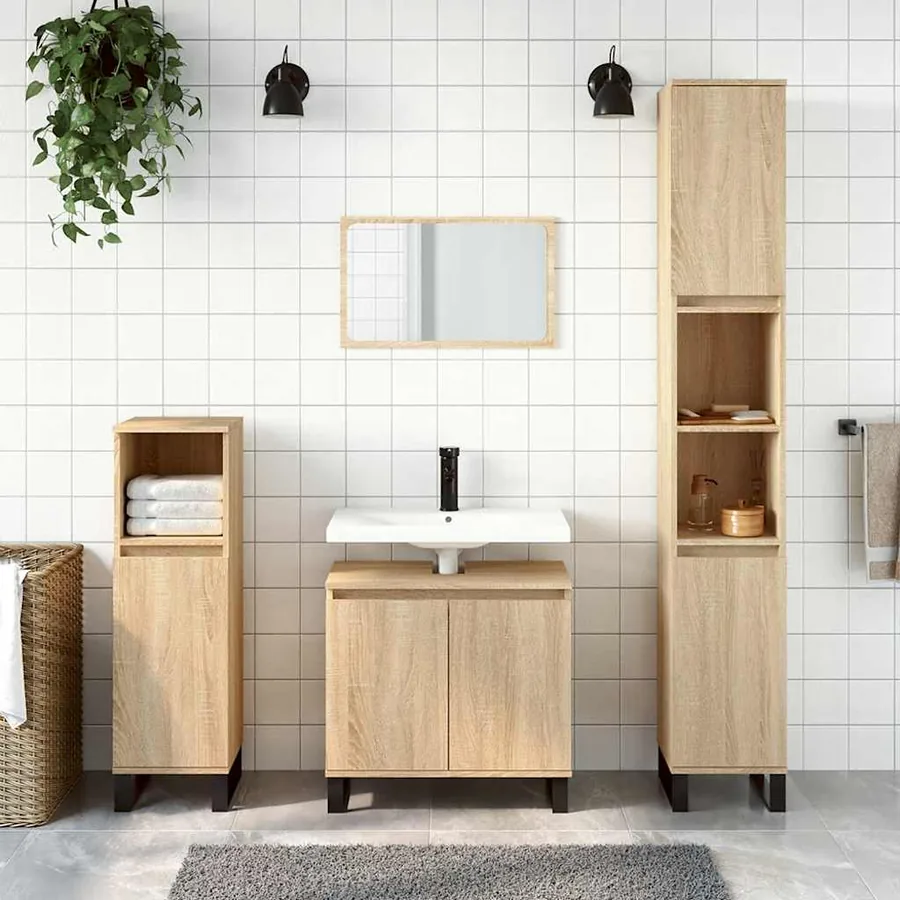 Armoire de bain chêne sonoma 58x33x60 cm bois d'ingénierie