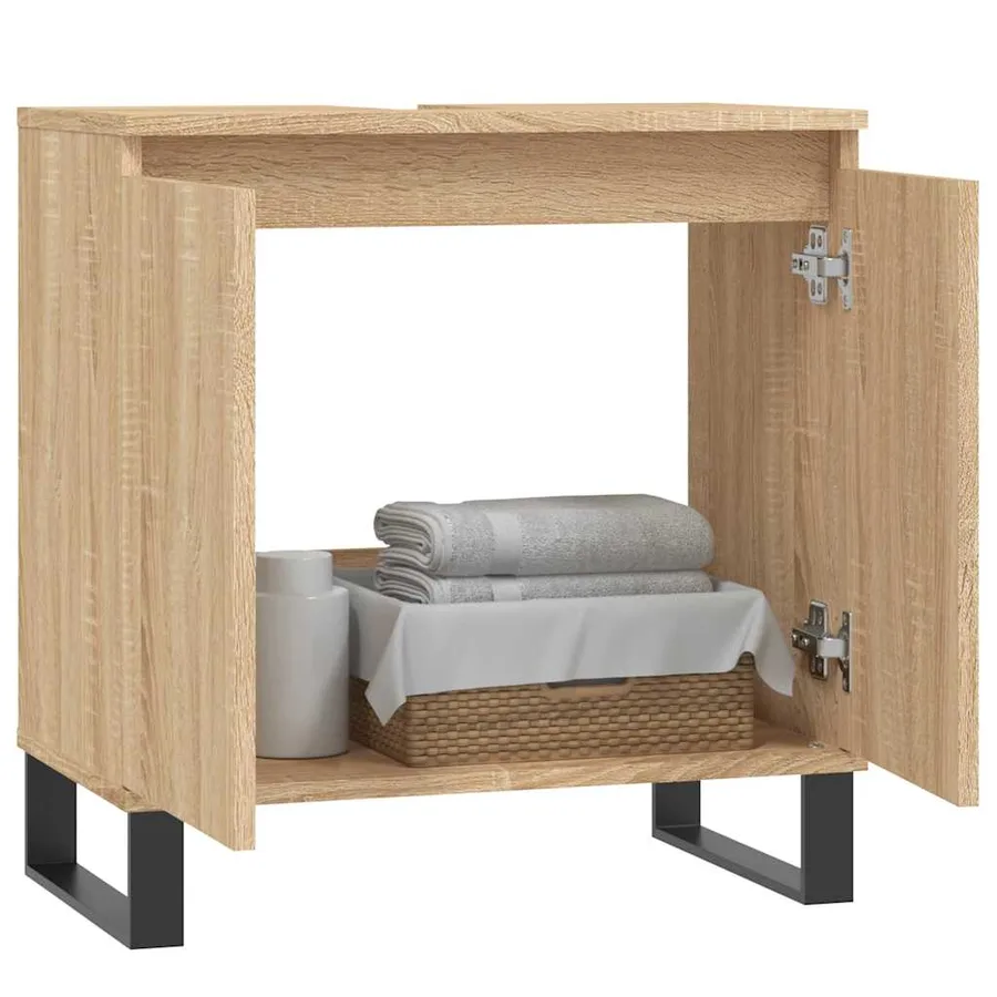 Armoire de bain chêne sonoma 58x33x60 cm bois d'ingénierie - 3
