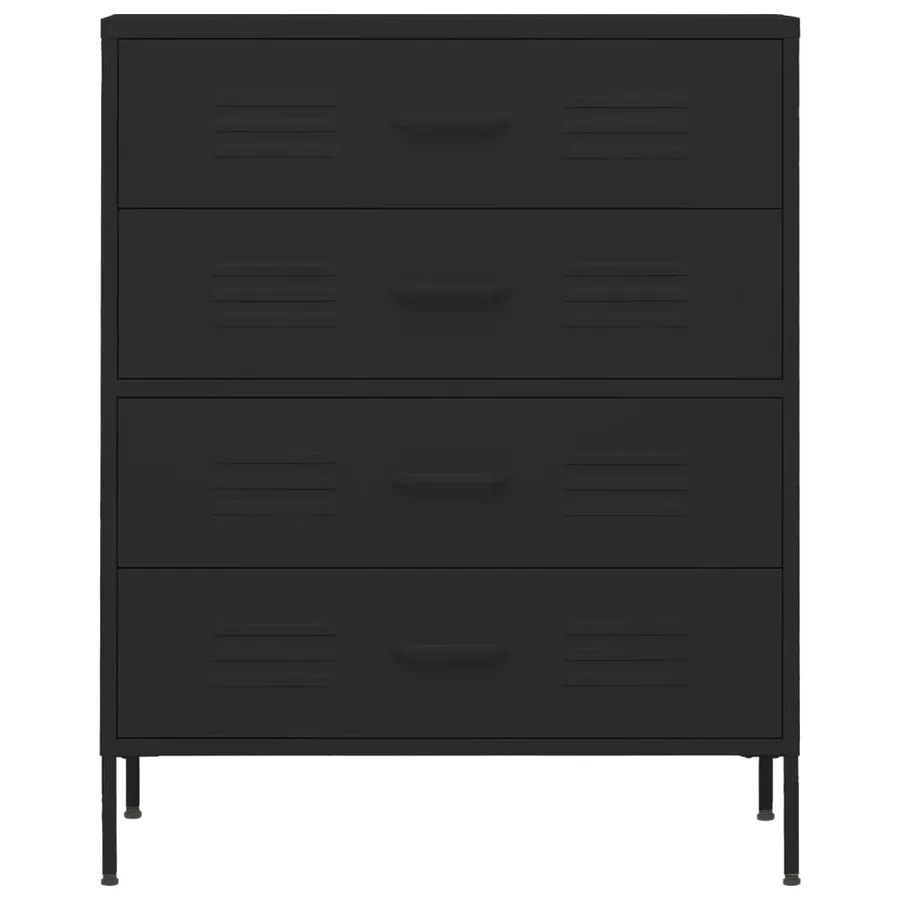 Commode Noir 80x35x101,5 cm Acier - 3