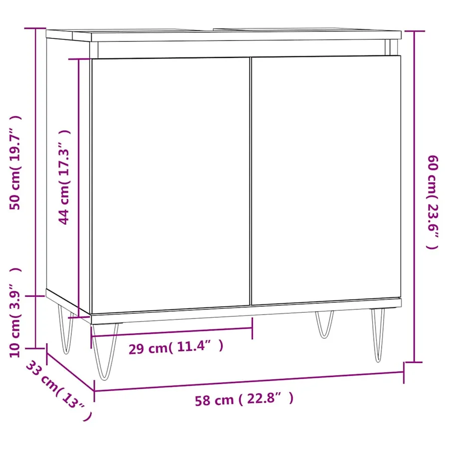 Armoire de bain chêne marron 58x33x60 cm bois d'ingénierie - 11