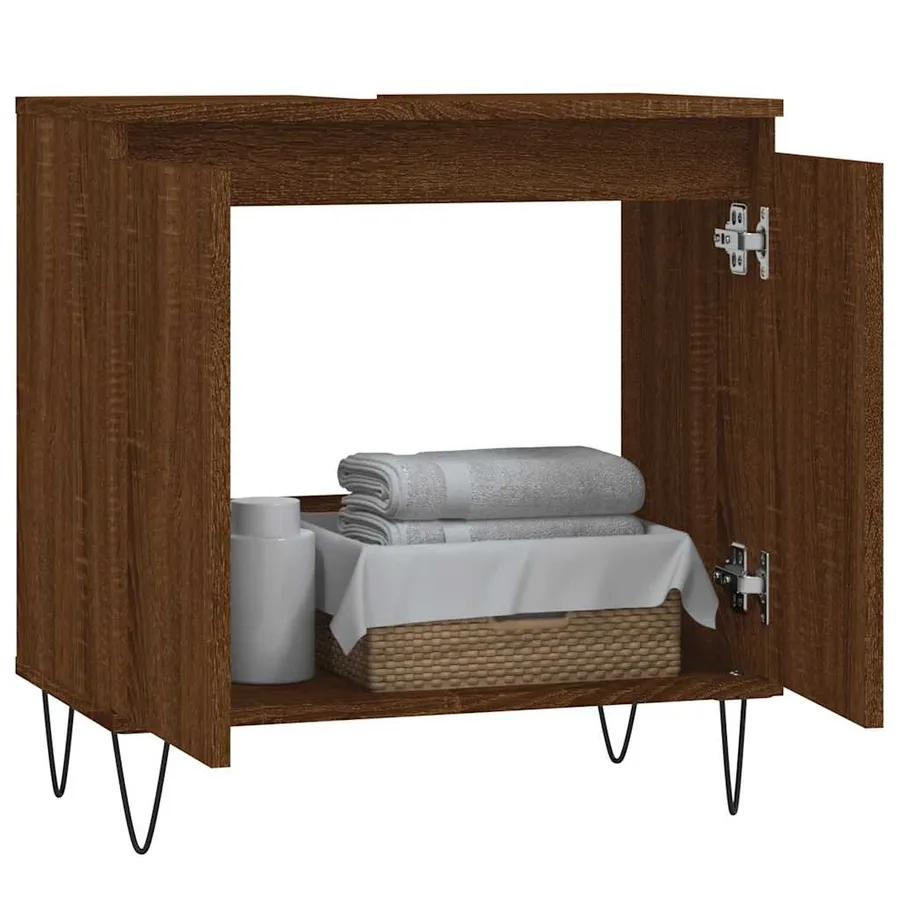 Armoire de bain chêne marron 58x33x60 cm bois d'ingénierie - 3