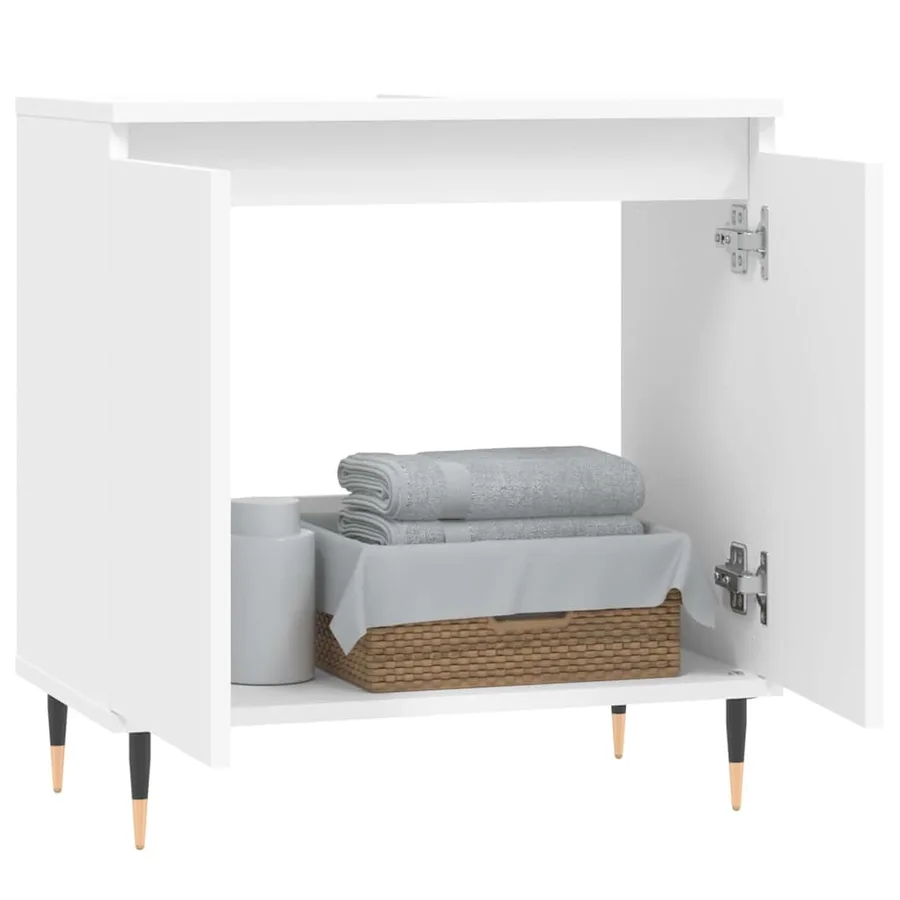 Armoire de salle de bain blanc 58x33x60 cm bois d'ingénierie - 3