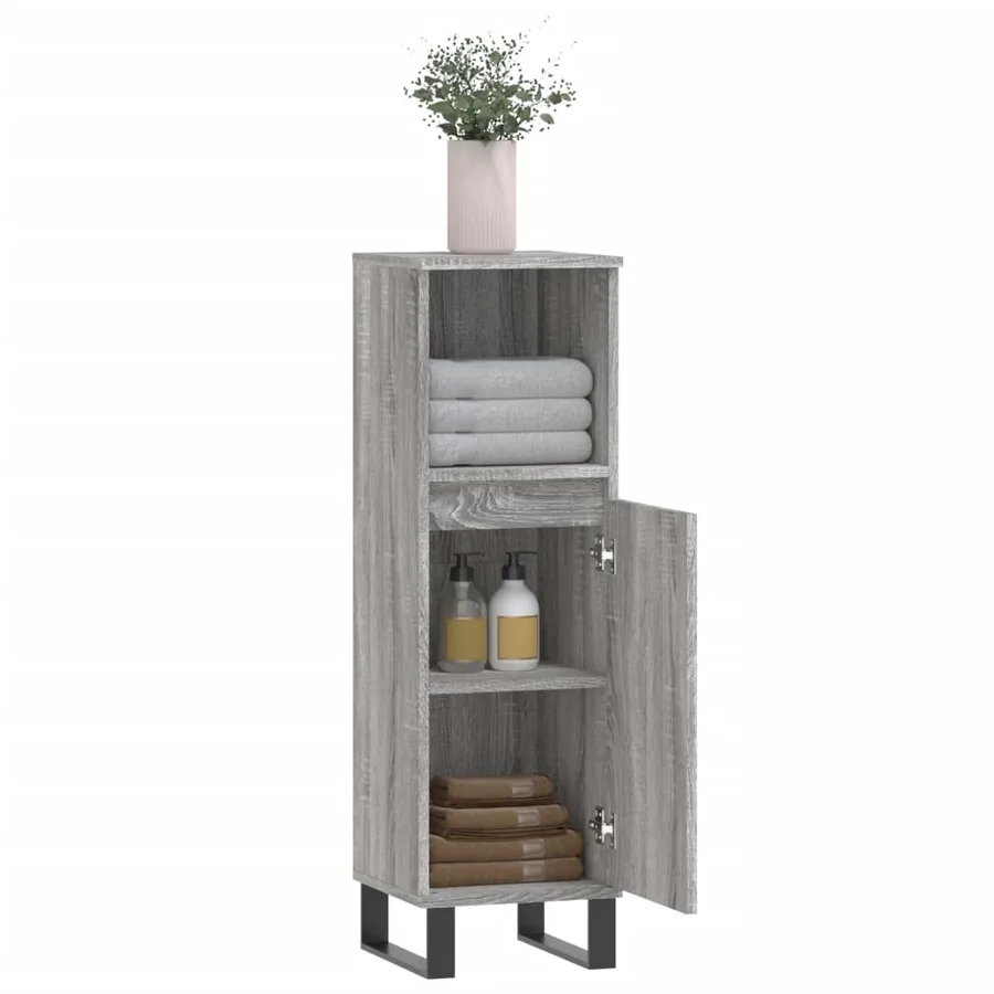 Armoire salle de bain sonoma gris 30x30x100 cm - 4