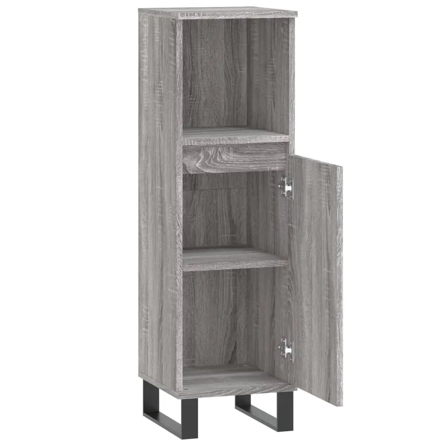 Armoire salle de bain sonoma gris 30x30x100 cm - 5