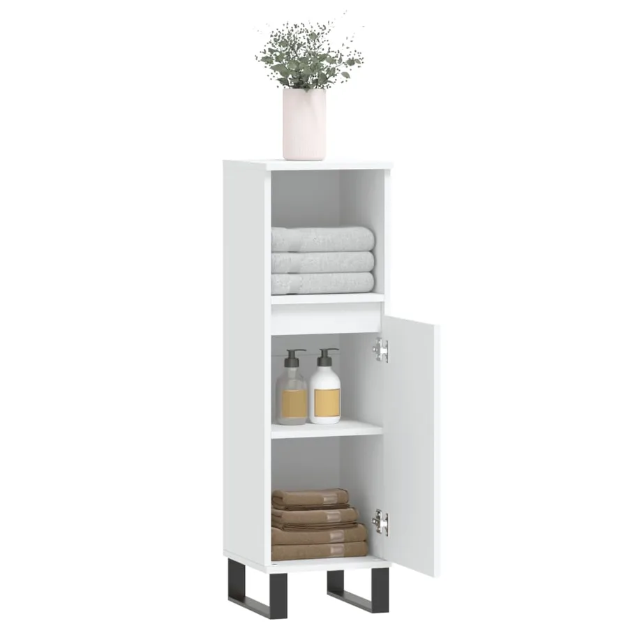 Armoire de salle de bain blanc 30x30x100 cm bois d'ingénierie - 4