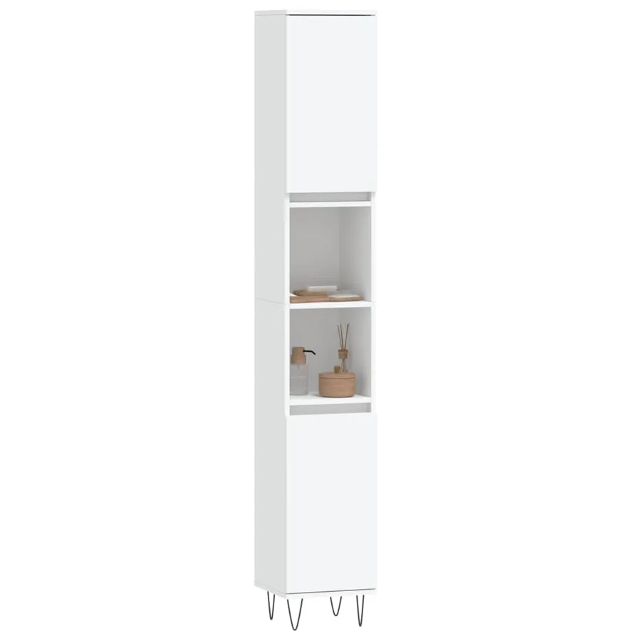 Armoire de salle de bain blanc 30x30x190 cm bois d'ingénierie - 3