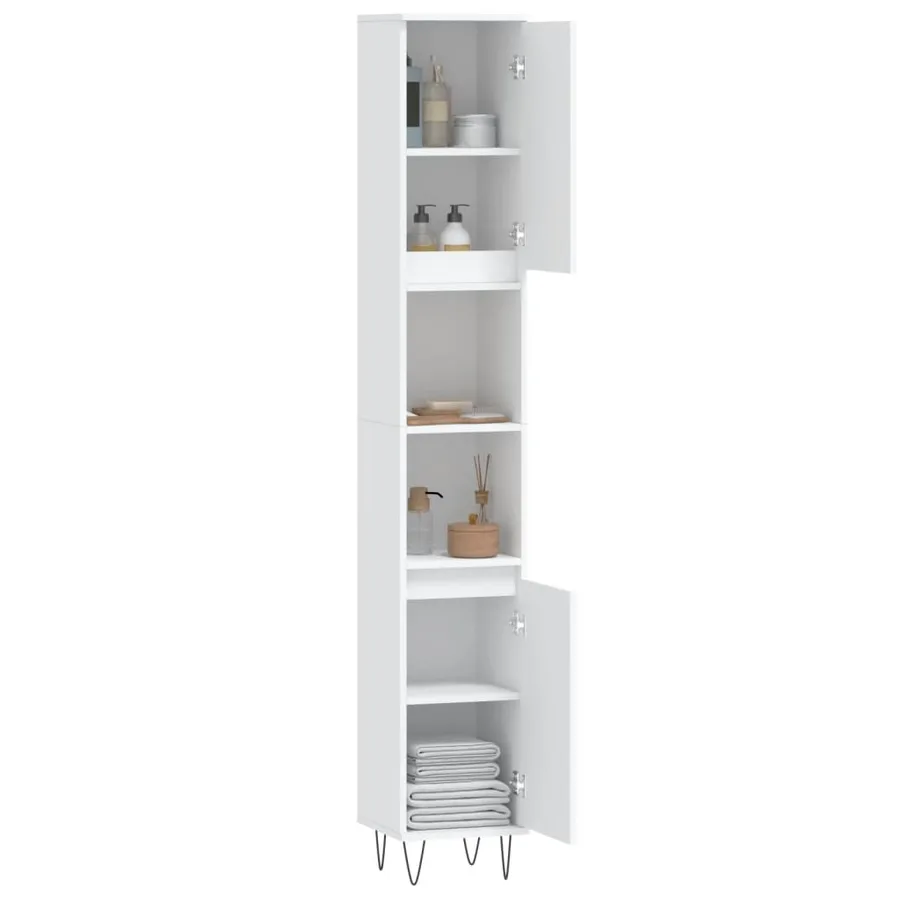 Armoire de salle de bain blanc 30x30x190 cm bois d'ingénierie - 4