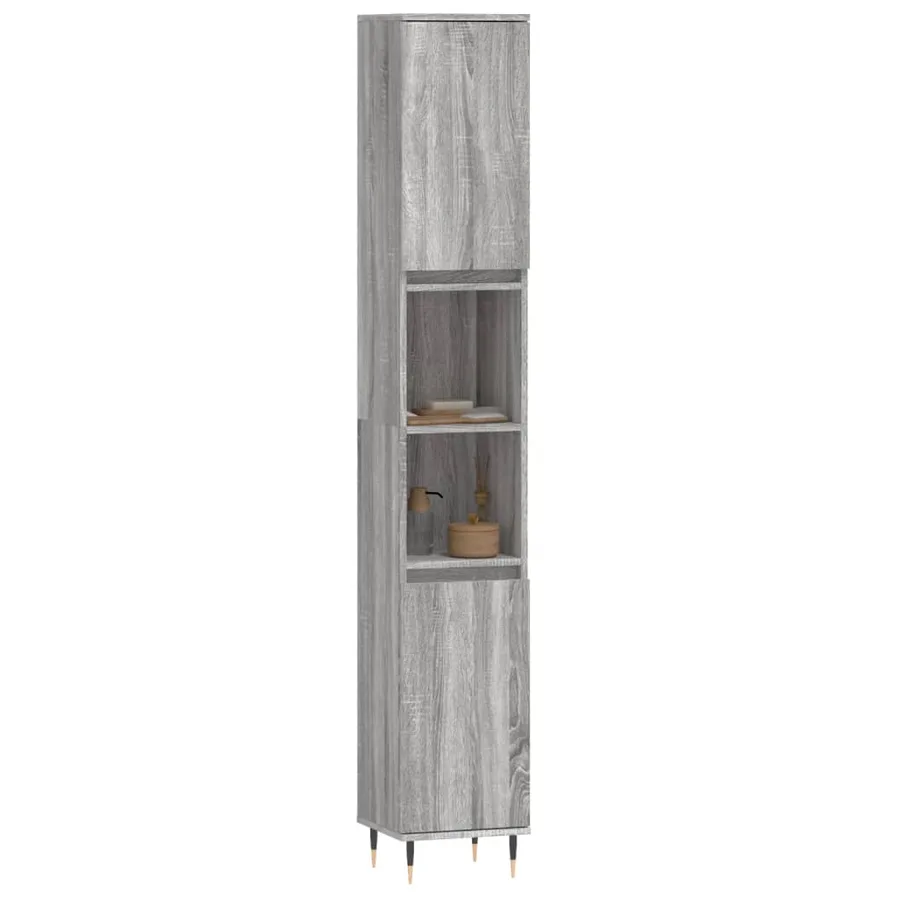 Armoire de bain sonoma gris 30x30x190 cm bois d'ingénierie - 3