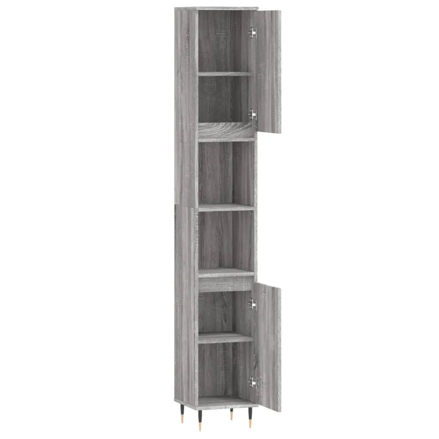 Armoire de bain sonoma gris 30x30x190 cm bois d'ingénierie - 6