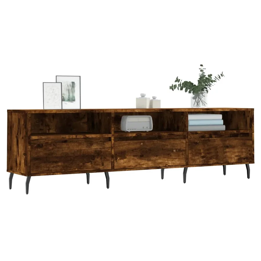 Meuble TV chêne fumé 150x30x44,5 cm bois d'ingénierie - 3