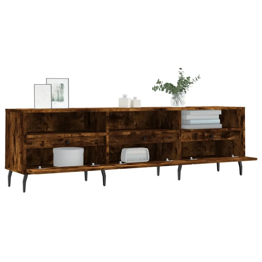 Meuble TV chêne fumé 150x30x44,5 cm bois d'ingénierie - 4