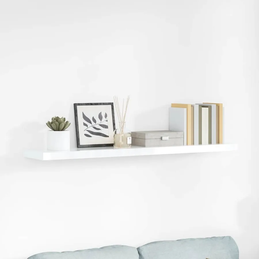 Étagère murale flottante Blanc brillant 120x23,5x3,8 cm MDF