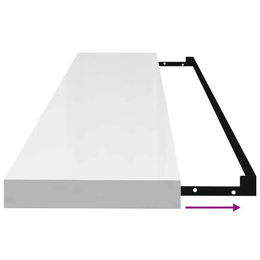 Étagère murale flottante Blanc brillant 120x23,5x3,8 cm MDF - 10