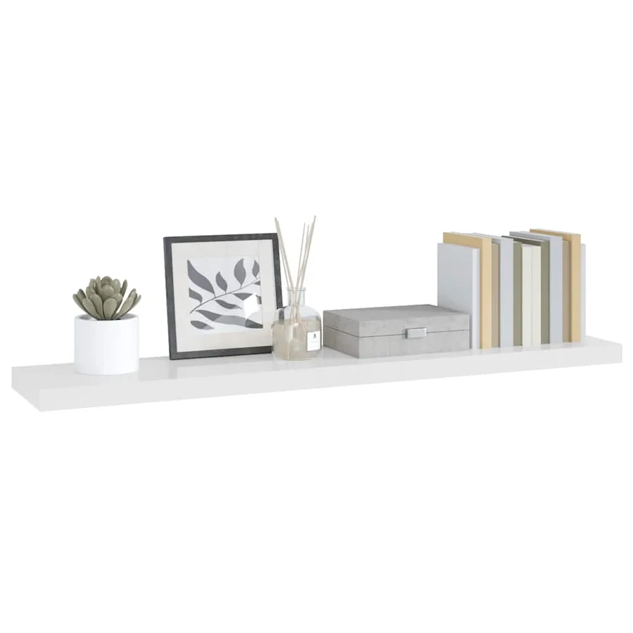 Étagère murale flottante Blanc brillant 120x23,5x3,8 cm MDF - 5