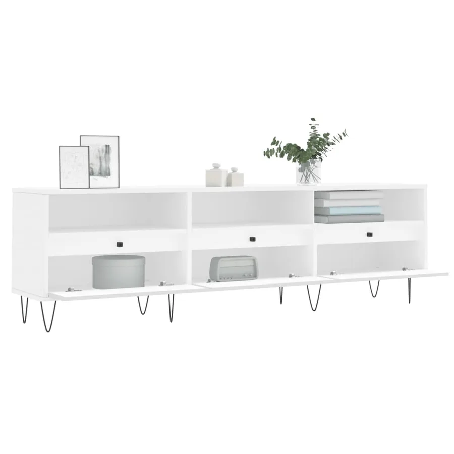 Meuble TV blanc 150x30x44,5 cm bois d'ingénierie - 4
