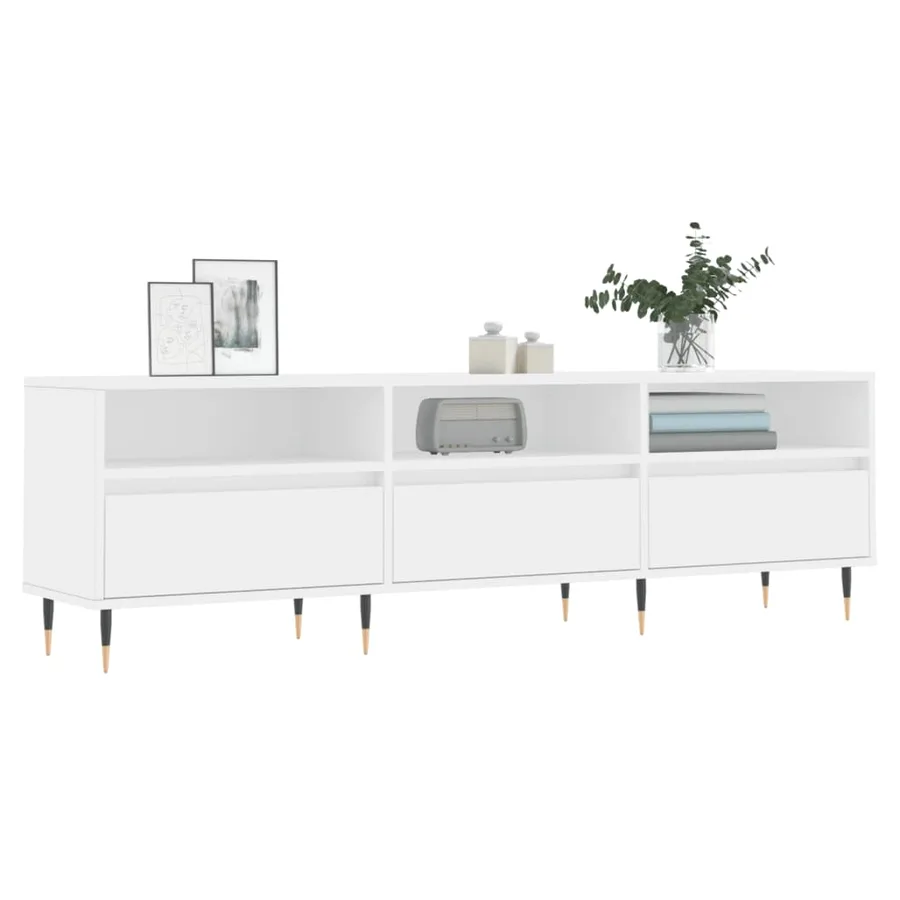 Meuble TV blanc 150x30x44,5 cm bois d'ingénierie - 3